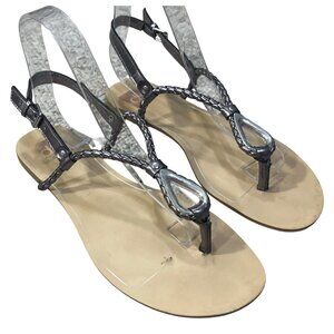 DV Thong Sandal Pewter Silver Flat Size 8 Braided